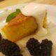 Cornmeal Cake with Sweet Rosemary Syrup and Bourbon Spiked Brown Sugar Cream