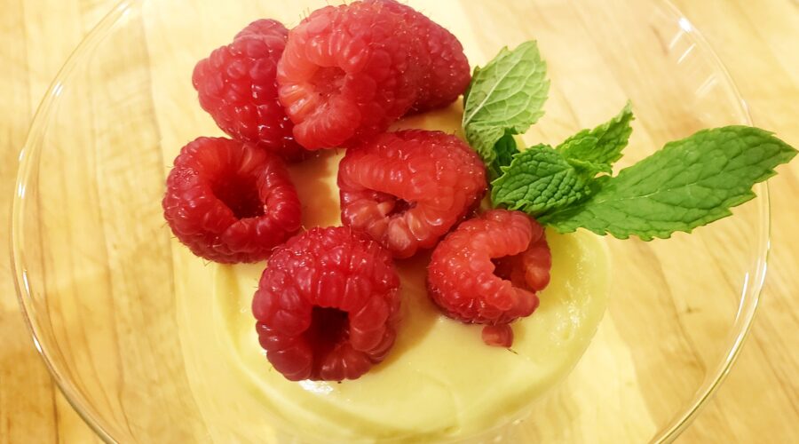 Grand Marnier Sabayon Mousse with Fresh Raspberries and Mint