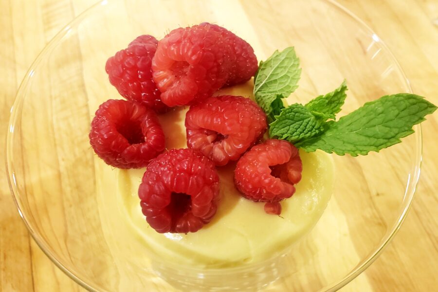 Grand Marnier Sabayon Mousse with Fresh Raspberries and Mint