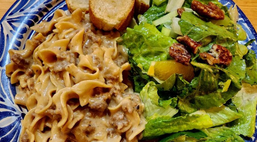Creamy, Savory Egg Noodles and Italian Sausage Dinner