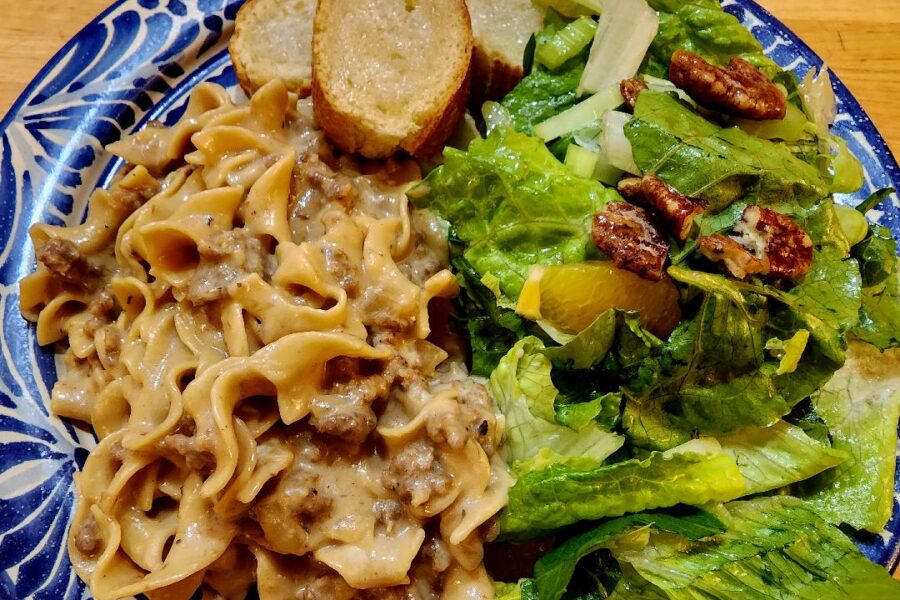 Creamy, Savory Egg Noodles and Italian Sausage Dinner